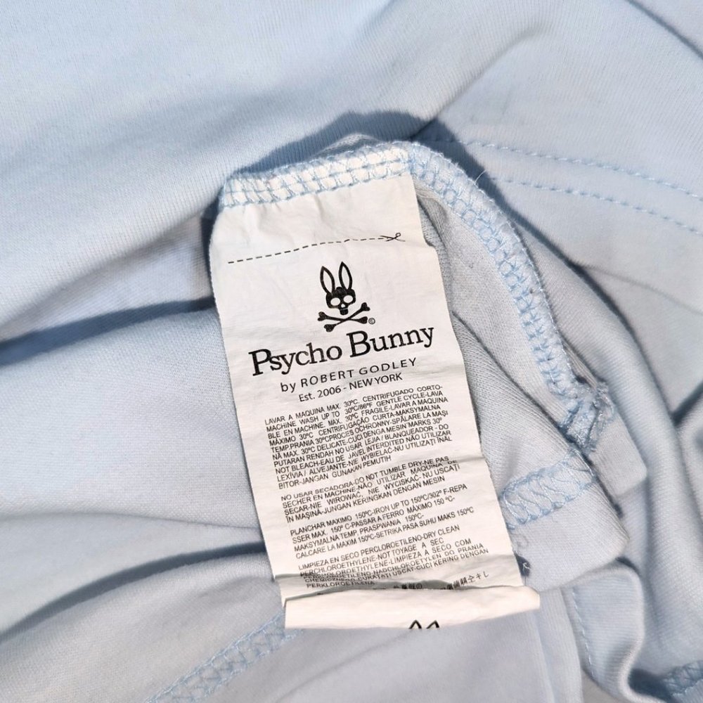 Pyscho Bunny Light Blue Crew Neck Short Sleeve Cotton T-shirt  - Medium - Picture 9 of 12